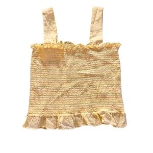 Modcloth NWT Yellow Smocked Ruffle Tank‎ Top Size Large Babydoll Peasant Summer